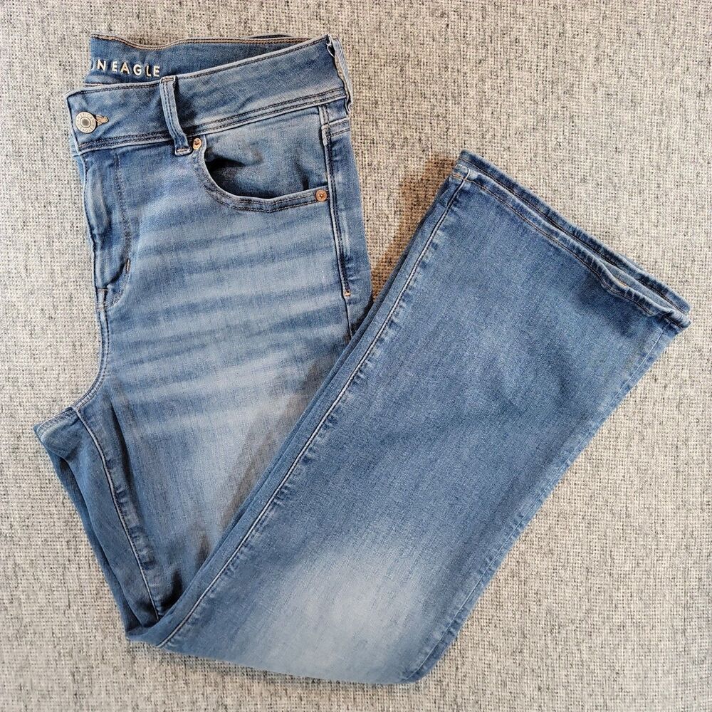 American Eagle Kick Boot Jeans Size 14 Short Blue Wash Mid Rise Denim